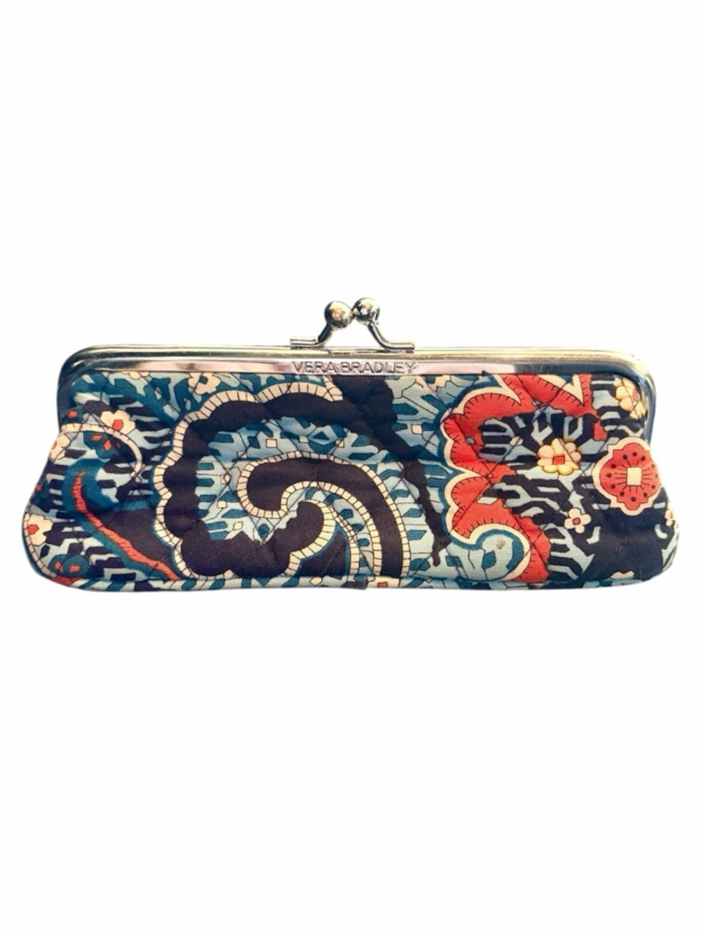 Vera Bradley Kiss Lock Case - Bright Marrakesh Pattern w/ Silver Hardware EUC!